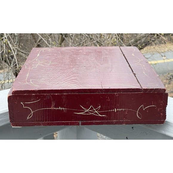 Antique - Vintage Wooden Letter Lap Desk Box Hand Painted Primitive Edwardian - Picture 7 of 16